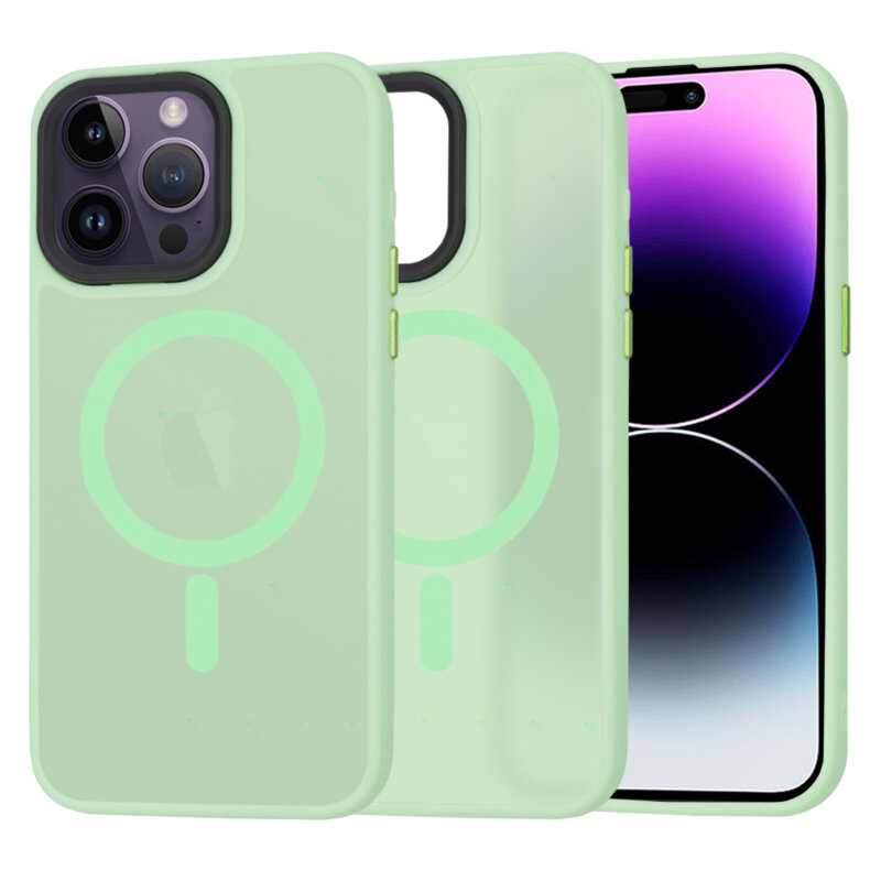 Husa iPhone 14 Pro Max Techsuit HaloFrost MagSafe Series, verde deschis