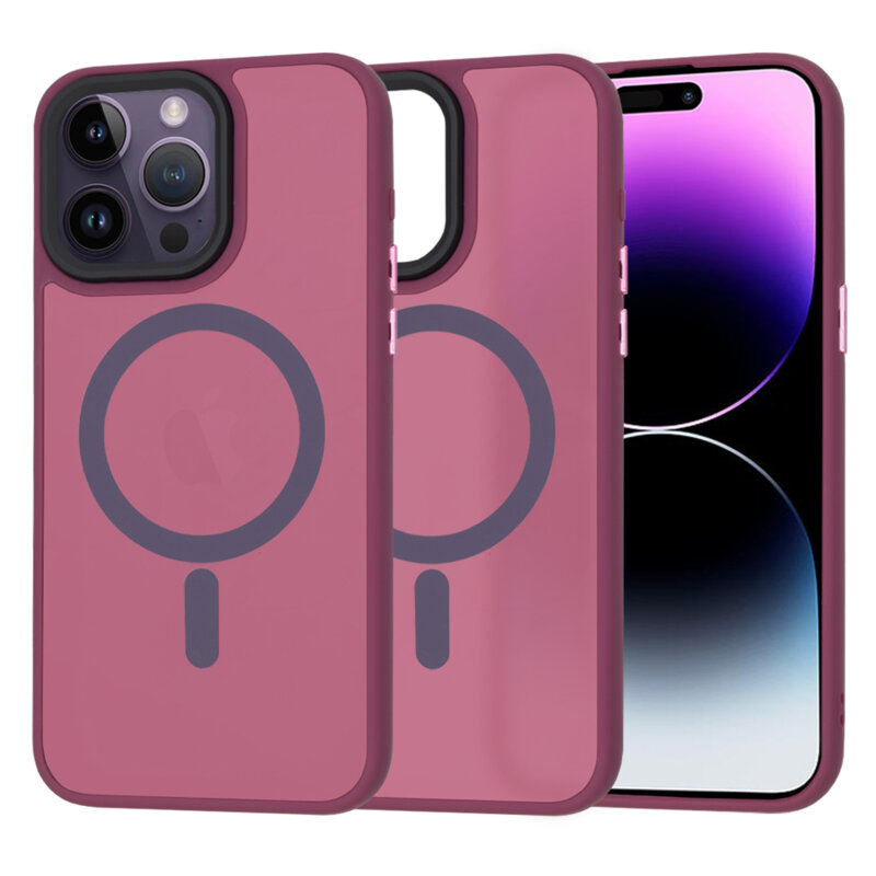 Husa iPhone 14 Pro Max Techsuit HaloFrost MagSafe Series, bordo