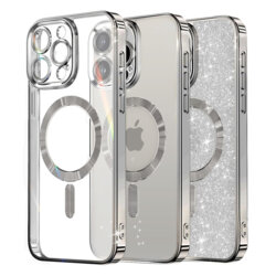 Husa premium iPhone 12 Pro Max Techsuit Luxury Glitter MagSafe, argintiu