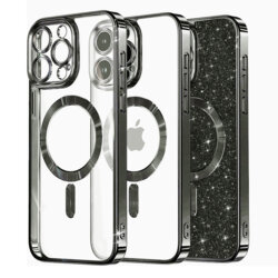 Husa premium iPhone 12 Pro Max Techsuit Luxury Glitter MagSafe, negru