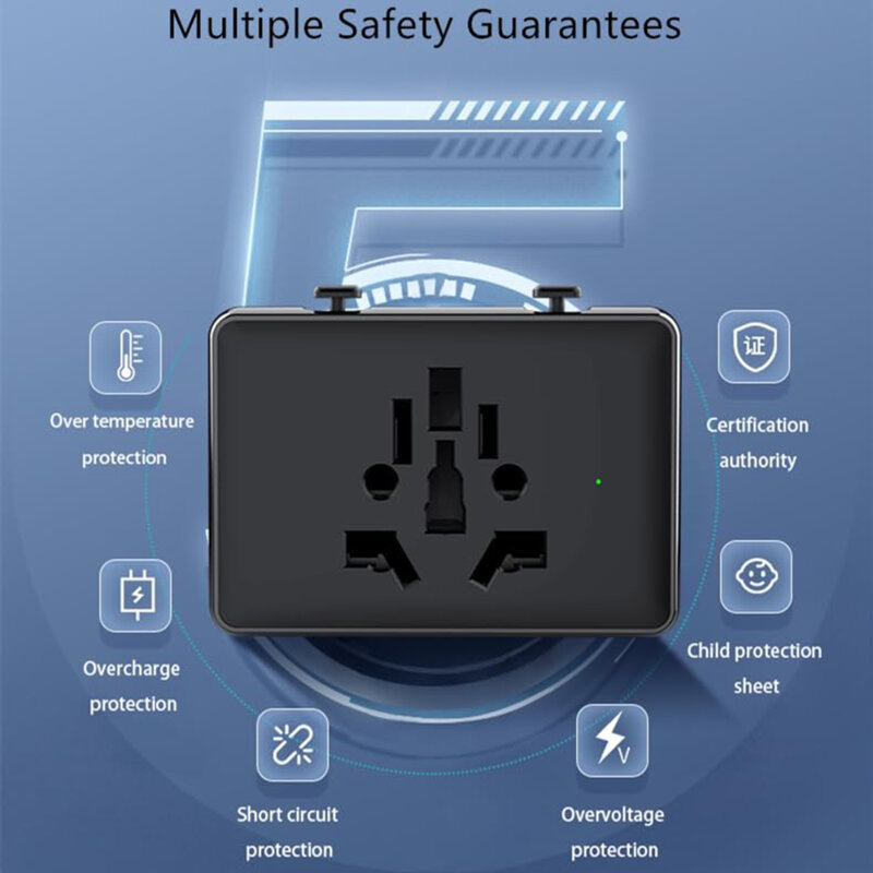 Adaptor priza EU la US, UK, AUS, 2xUSB-C, 2xUSB, Techsuit, HHt204A