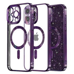 Husa premium iPhone 15 Pro Max Techsuit Luxury Glitter MagSafe, mov