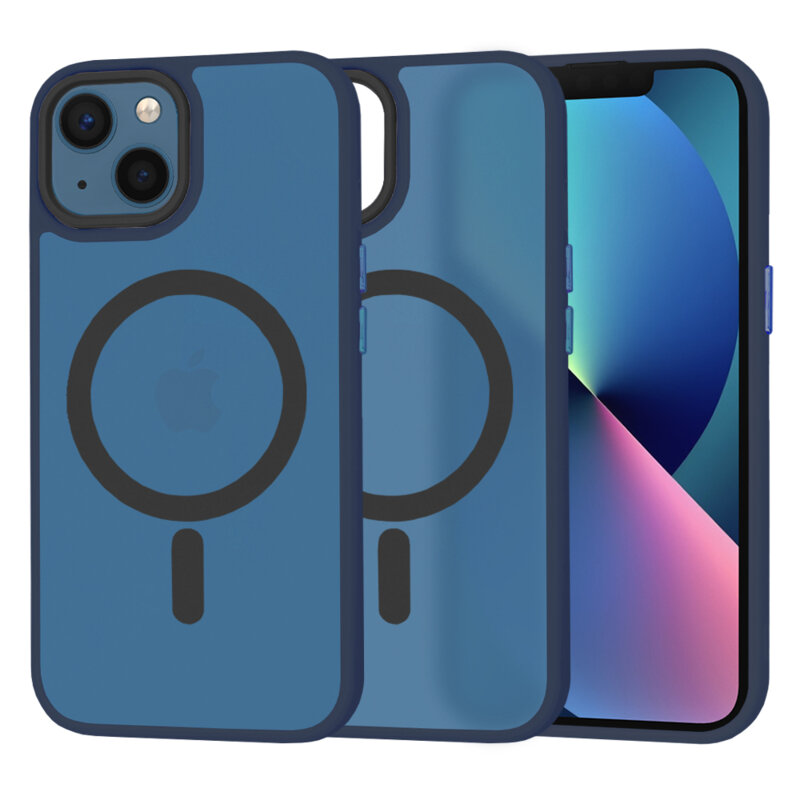 Husa iPhone 13 Techsuit HaloFrost MagSafe Series, bleumarin