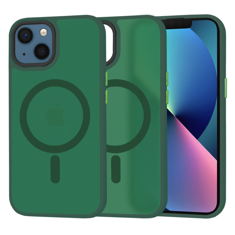 Husa iPhone 13 Techsuit HaloFrost MagSafe Series, verde inchis