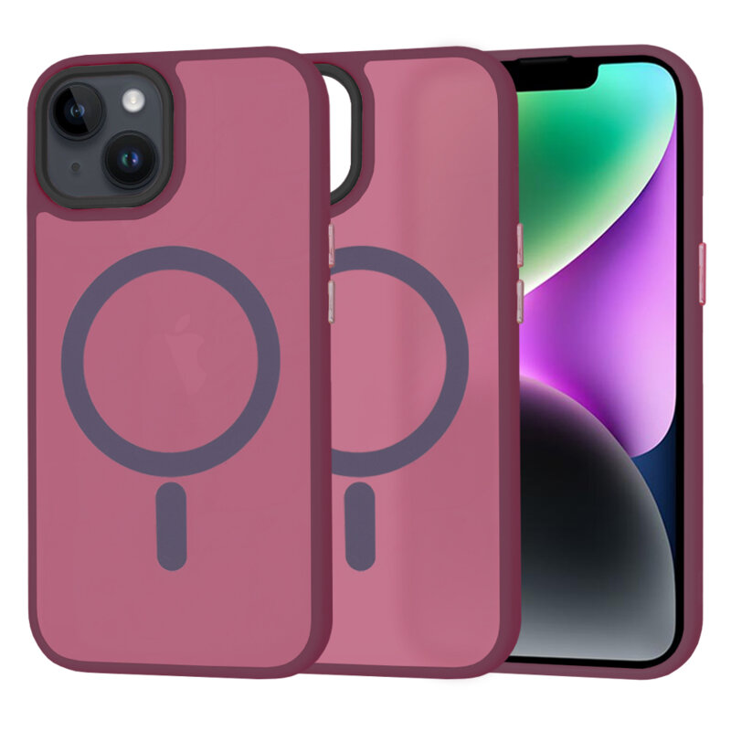 Husa iPhone 14 Techsuit HaloFrost MagSafe Series, bordo