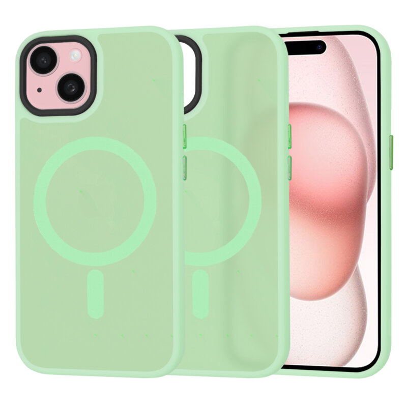 Husa iPhone 15 Techsuit HaloFrost MagSafe Series, verde deschis