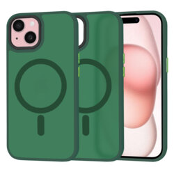 Husa iPhone 15 Techsuit HaloFrost MagSafe Series, verde inchis