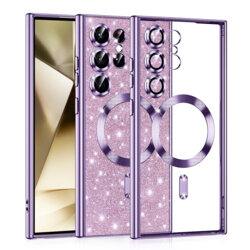 Husa premium Samsung Galaxy S24 Ultra Techsuit Luxury Glitter MagSafe, mov deschis
