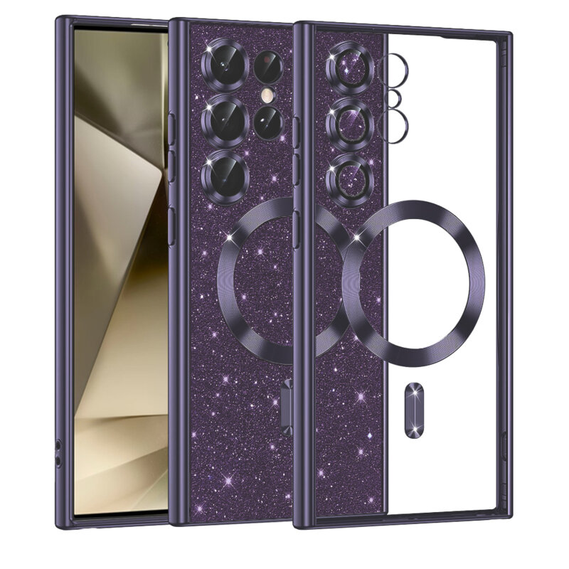 Husa premium Samsung Galaxy S24 Ultra Techsuit Luxury Glitter MagSafe, mov