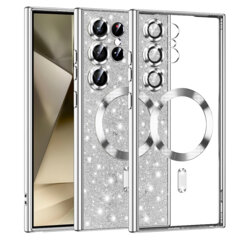 Husa premium Samsung Galaxy S24 Ultra Techsuit Luxury Glitter MagSafe, argintiu