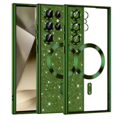 Husa premium Samsung Galaxy S24 Ultra Techsuit Luxury Glitter MagSafe, verde