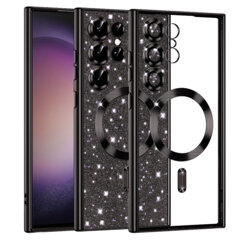 Husa premium Samsung Galaxy S23 Ultra Techsuit Luxury Glitter MagSafe, negru