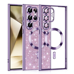 Husa premium Samsung Galaxy S22 Ultra 5G Techsuit Luxury Glitter MagSafe, mov deschis