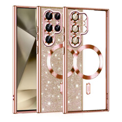 Husa premium Samsung Galaxy S22 Ultra 5G Techsuit Luxury Glitter MagSafe, roz auriu