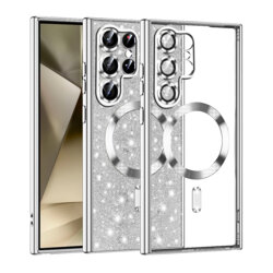 Husa premium Samsung Galaxy S22 Ultra 5G Techsuit Luxury Glitter MagSafe, argintiu