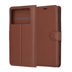 Husa Xiaomi Poco X6 Pro Techsuit Leather Folio, maro