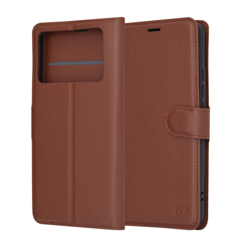 Husa Xiaomi Poco X6 Pro Techsuit Leather Folio, maro