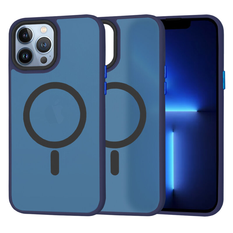 Husa iPhone 13 Pro Max Techsuit HaloFrost MagSafe Series, bleumarin
