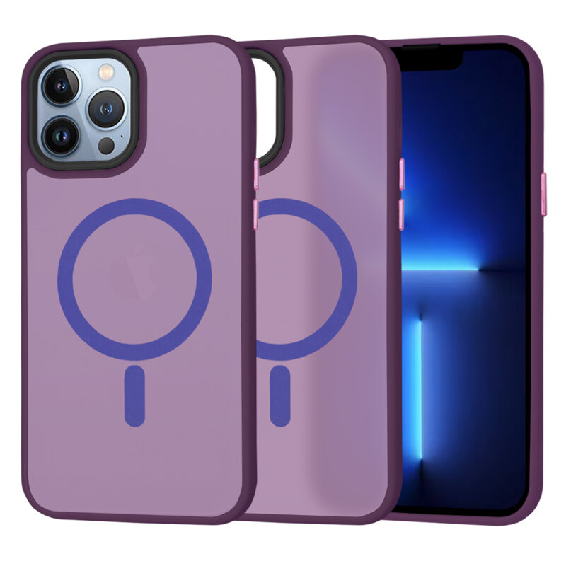 Husa iPhone 13 Pro Max Techsuit HaloFrost MagSafe Series, mov inchis