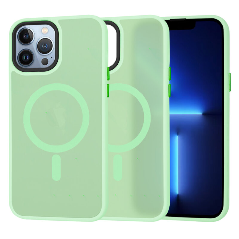 Husa iPhone 13 Pro Max Techsuit HaloFrost MagSafe Series, verde deschis