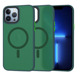 Husa iPhone 13 Pro Max Techsuit HaloFrost MagSafe Series, verde inchis