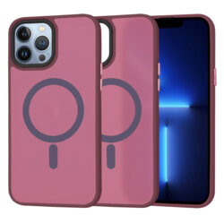 Husa iPhone 13 Pro Max Techsuit HaloFrost MagSafe Series, bordo