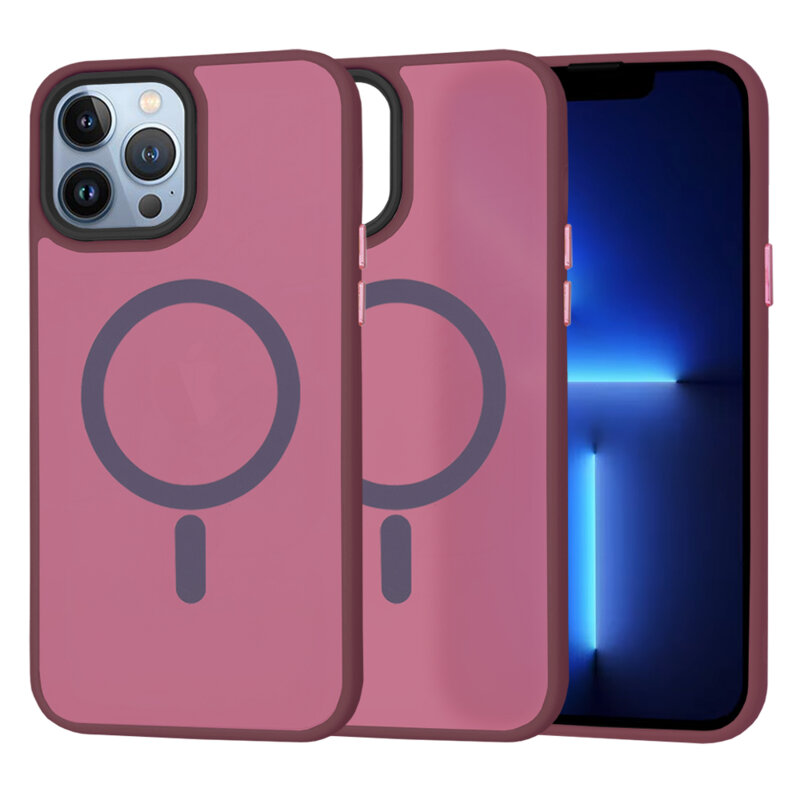 Husa iPhone 13 Pro Max Techsuit HaloFrost MagSafe Series, bordo