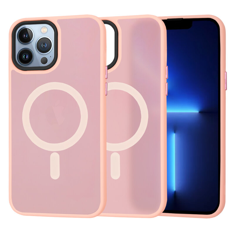 Husa iPhone 13 Pro Max Techsuit HaloFrost MagSafe Series, roz