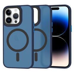 Husa iPhone 14 Pro Techsuit HaloFrost MagSafe Series, bleumarin