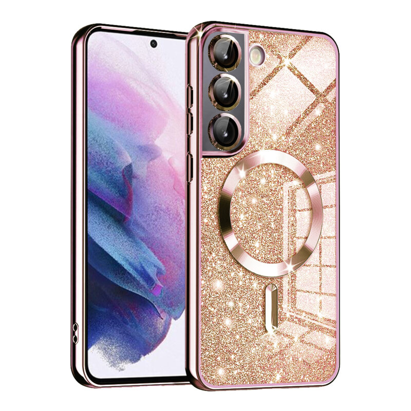 Husa premium Samsung Galaxy S21 FE 5G Techsuit Luxury Glitter MagSafe, roz auriu