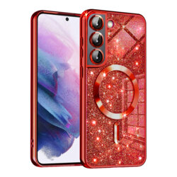 Husa premium Samsung Galaxy S21 FE 5G Techsuit Luxury Glitter MagSafe, rosu