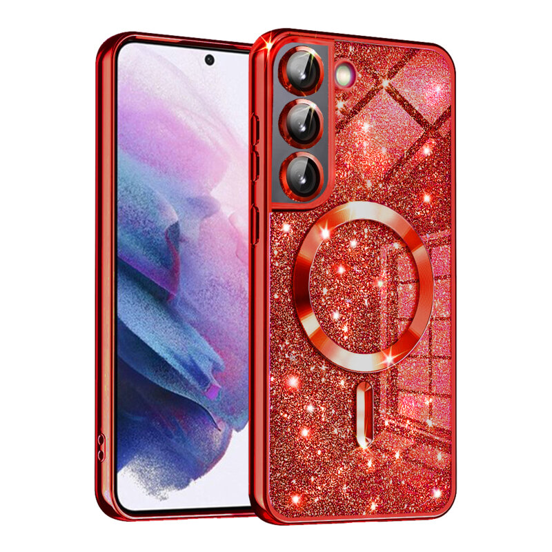 Husa premium Samsung Galaxy S21 FE 5G Techsuit Luxury Glitter MagSafe, rosu