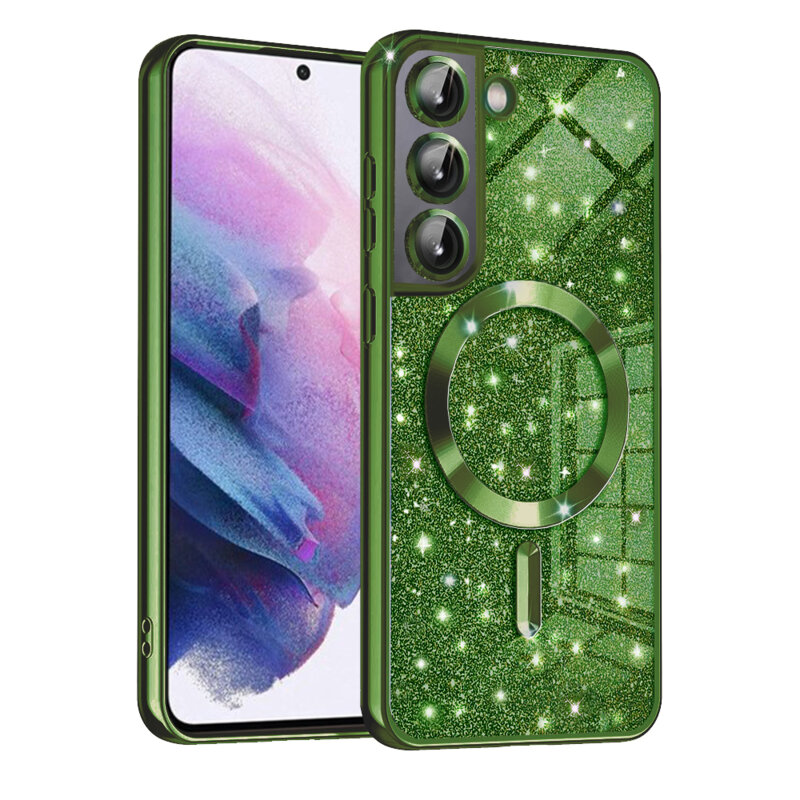 Husa premium Samsung Galaxy S21 FE 5G Techsuit Luxury Glitter MagSafe, verde