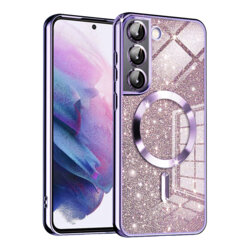 Husa premium Samsung Galaxy S21 5G Techsuit Luxury Glitter MagSafe, mov deschis