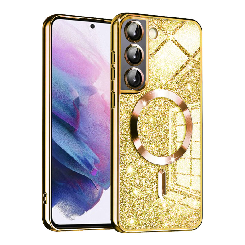 Husa premium Samsung Galaxy S21 5G Techsuit Luxury Glitter MagSafe, auriu