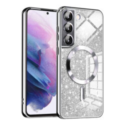 Husa premium Samsung Galaxy S21 5G Techsuit Luxury Glitter MagSafe, argintiu
