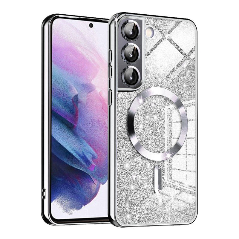 Husa premium Samsung Galaxy S21 5G Techsuit Luxury Glitter MagSafe, argintiu