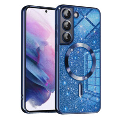 Husa premium Samsung Galaxy S21 5G Techsuit Luxury Glitter MagSafe, albastru