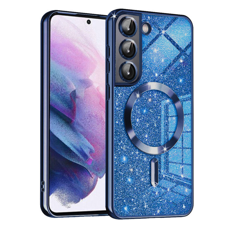 Husa premium Samsung Galaxy S21 5G Techsuit Luxury Glitter MagSafe, albastru
