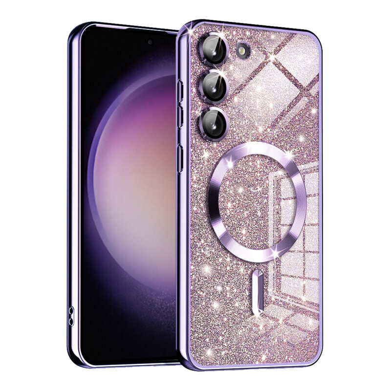 Husa premium Samsung Galaxy S23 Plus Techsuit Luxury Glitter MagSafe, mov deschis