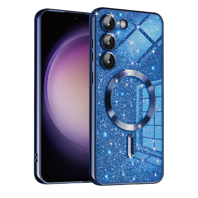 Husa premium Samsung Galaxy S23 Plus Techsuit Luxury Glitter MagSafe, albastru