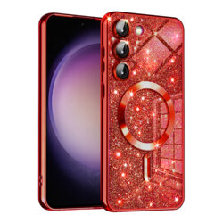 Husa premium Samsung Galaxy S23 Plus Techsuit Luxury Glitter MagSafe, rosu