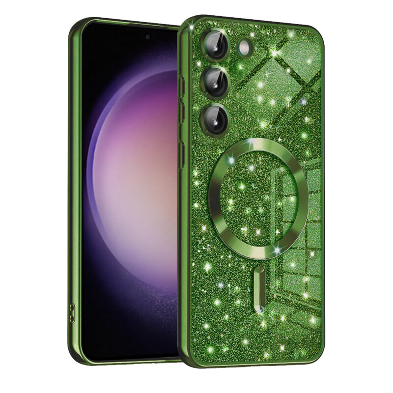 Husa premium Samsung Galaxy S23 Techsuit Luxury Glitter MagSafe, verde