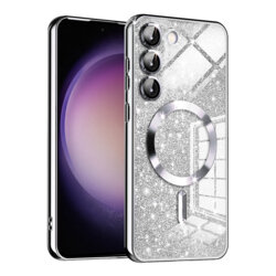 Husa premium Samsung Galaxy S23 Techsuit Luxury Glitter MagSafe, argintiu