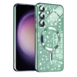 Husa premium Samsung Galaxy S23 FE Techsuit Luxury Glitter MagSafe, verde deschis