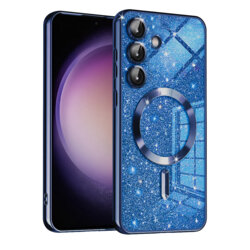 Husa premium Samsung Galaxy S23 FE Techsuit Luxury Glitter MagSafe, albastru
