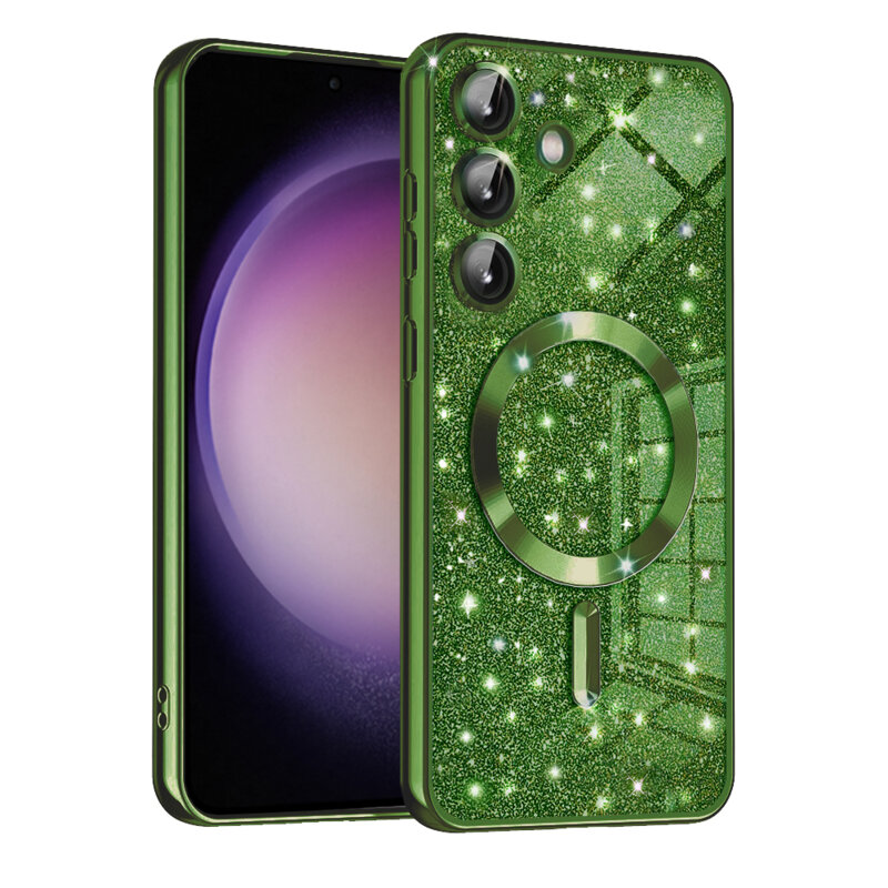 Husa premium Samsung Galaxy S23 FE Techsuit Luxury Glitter MagSafe, verde