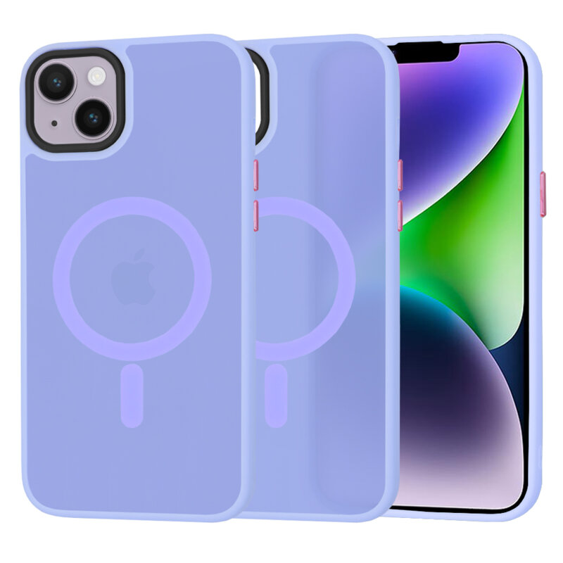 Husa iPhone 14 Plus Techsuit HaloFrost MagSafe Series, mov deschis