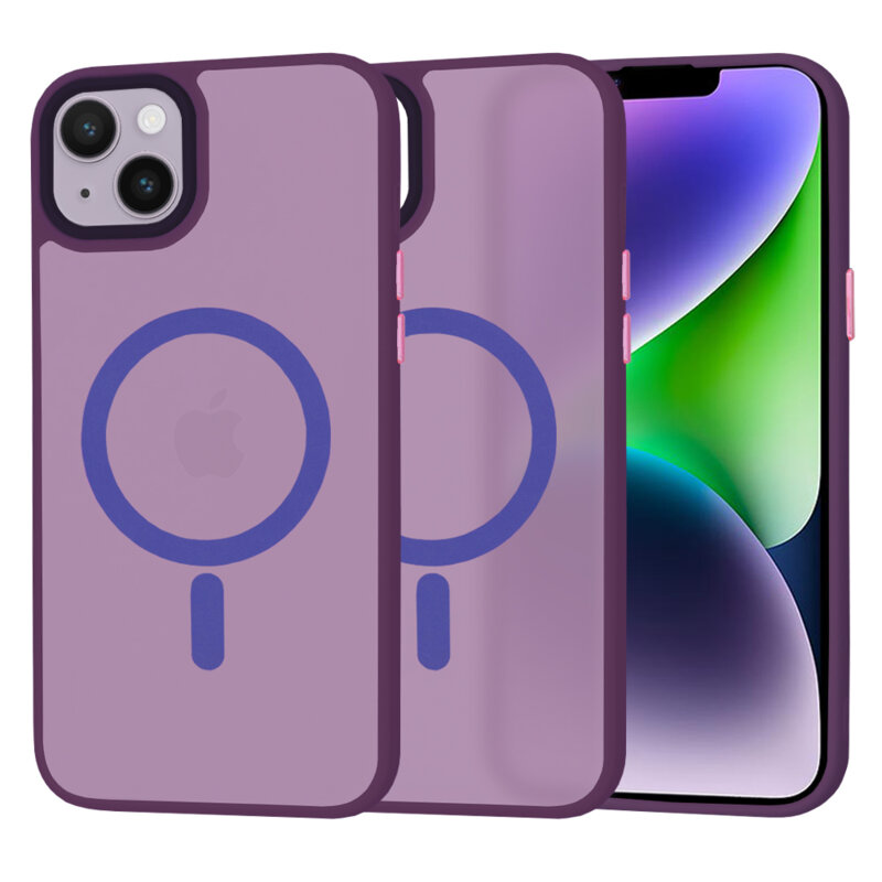 Husa iPhone 14 Plus Techsuit HaloFrost MagSafe Series, mov inchis