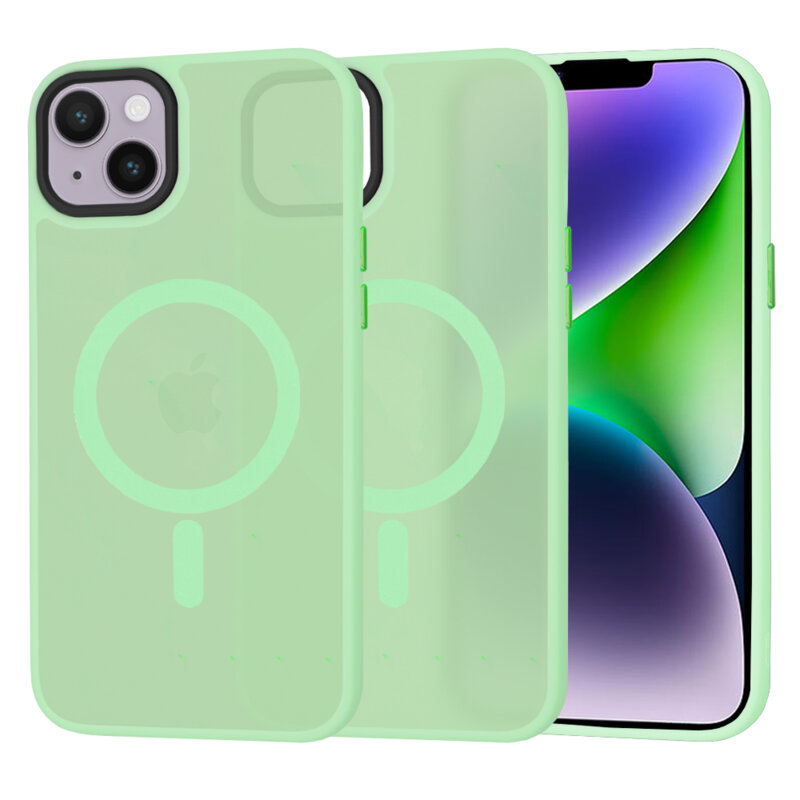 Husa iPhone 14 Plus Techsuit HaloFrost MagSafe Series, verde deschis